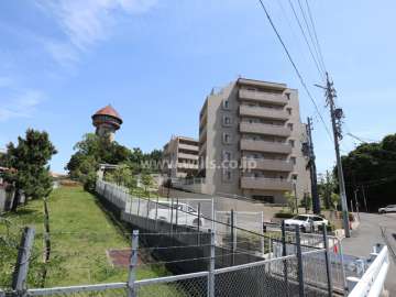 ザ・マスターズフォートの遠景。周辺はマンションと一戸建てなどが混在する静かな住宅地です。