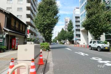 敷地東側の前面道路（南側から）