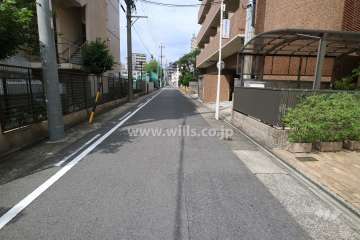 敷地南東側の前面道路（北東側から）