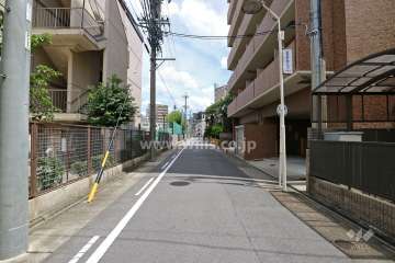 敷地北西側の前面道路（北東側から）