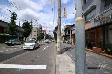 敷地南西側の前面道路（南東側から）