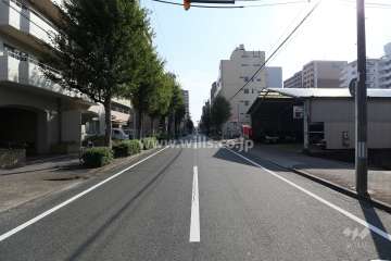 敷地西側の前面道路（北側から）