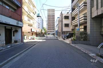 敷地南側の前面道路（西側から）