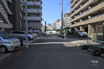 敷地南西側の前面道路（南東側から）