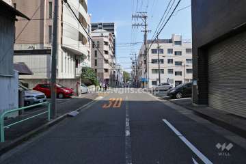 敷地南側の前面道路（西側から）
