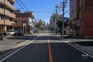 敷地南側の前面道路（西側から）