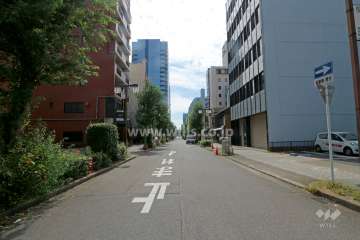 敷地西側の前面道路（北側から）