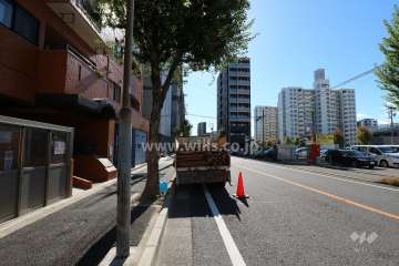 敷地西側の前面道路（北側から）