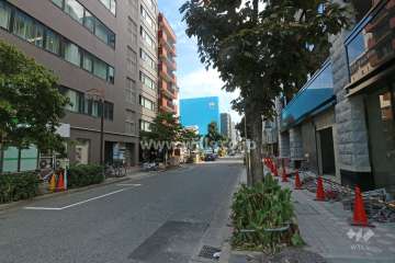 敷地南側の前面道路（西側から）