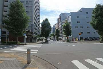 敷地西側の前面道路（北側から）