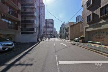 敷地南東側の前面道路（北東側から）