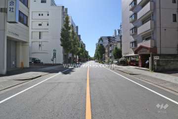 敷地南東側の前面道路（北東側から）