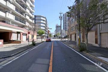 敷地南西側の前面道路（北西側から）