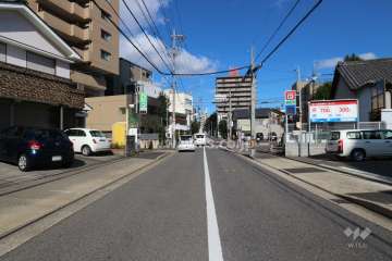 敷地北東側の前面道路（南東側から）