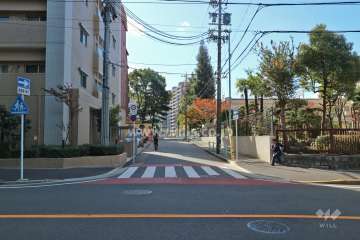 敷地西側の前面道路（北側から）