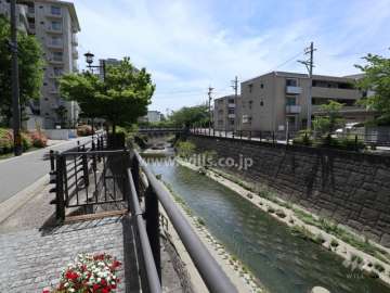 敷地東側前面道路(南側から)※高架は名古屋第2環状自動車道です。