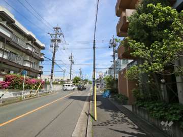 敷地の北側前面道路（西側から）