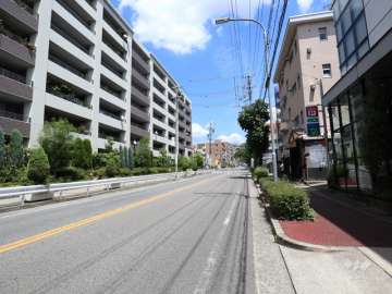 敷地の南側前面道路（西側から）