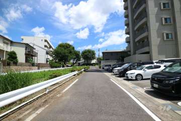 敷地の北東側前面道路（北西側から）