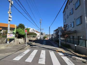 敷地の北西側前面道路（南西側から）