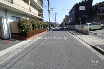 敷地南側の前面道路(西側から)
