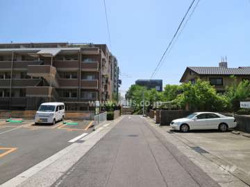 敷地南西側の前面道路（北西側から）