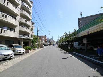 敷地の北側前面道路（西側から）