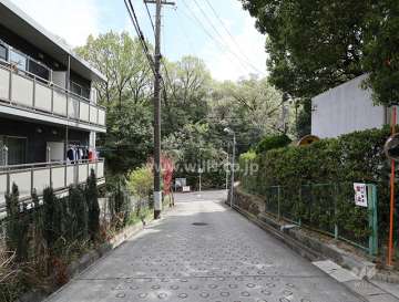 物件の北側前面道路（西側から）