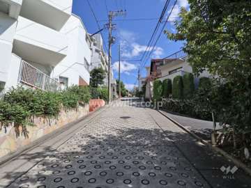 敷地の南東側前面道路（南西側から）