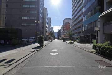 敷地の南側前面道路（西側から）