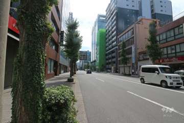 敷地東側の前面道路（北側から）