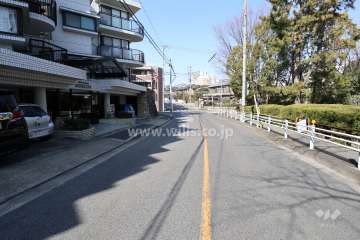 敷地北東側の前面道路(南東側から)