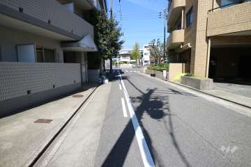 敷地西側の前面道路(南側から)