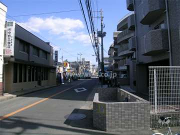 敷地北側のバス通り