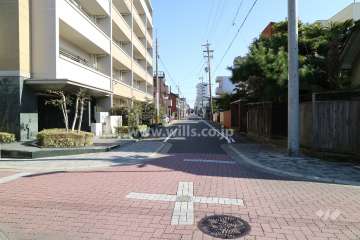 敷地南側の前面道路(西側から)