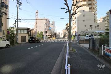 敷地南西側の前面道路（南東側から）