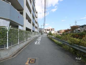 敷地南東側の前面道路(南西側から)