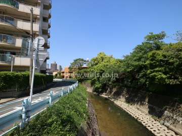 檀渓アイリスの東側は山崎川が流れています。