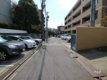 敷地西側の前面道路（北側から）