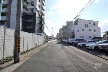 敷地西側の前面道路（北側から）