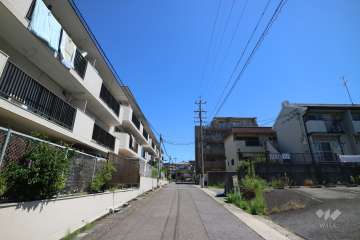 敷地の南側前面道路（西側から）