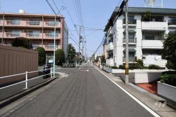 敷地西側の前面道路（南側から）