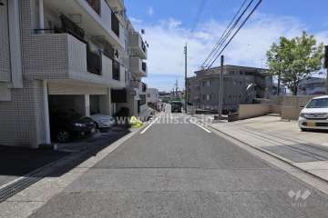 敷地西側の前面道路（北側から）