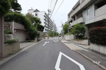 敷地北西側の前面道路（南西側から）