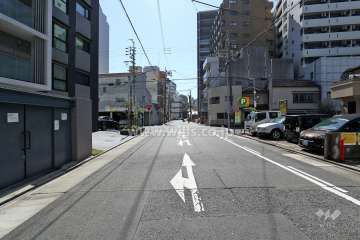 敷地西側の前面道路（北側から）