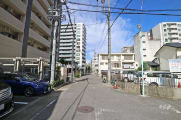 敷地西側の前面道路（北側から）