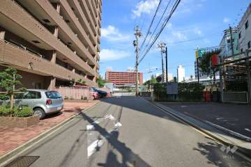 敷地南側の前面道路（西側から）