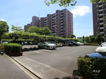 敷地中央にある敷地内駐車場（屋外平面式）