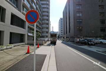 敷地南側の前面道路（西側から）
