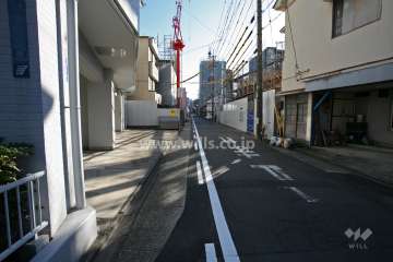 敷地南側の前面道路(西側から)